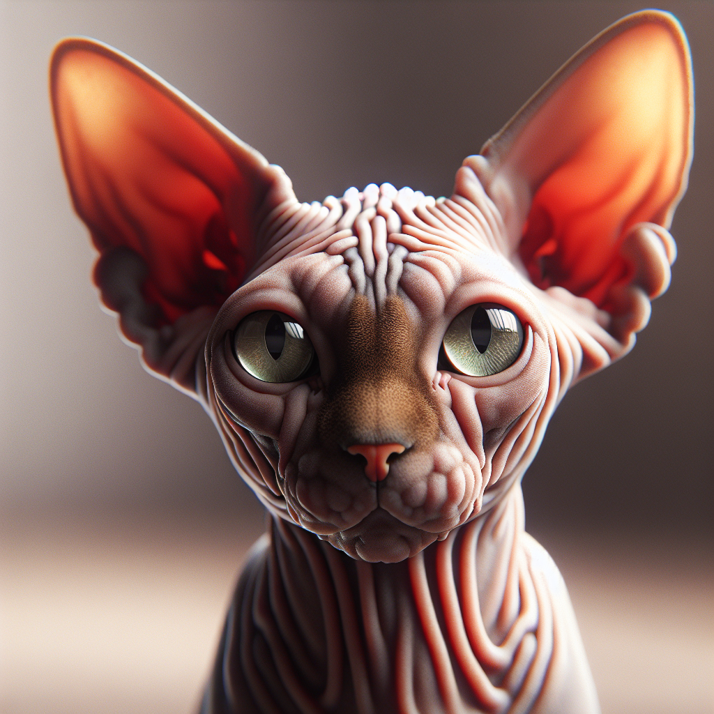 Detailed Visualization of a Sphynx Cat in a Warm Indoor Setting