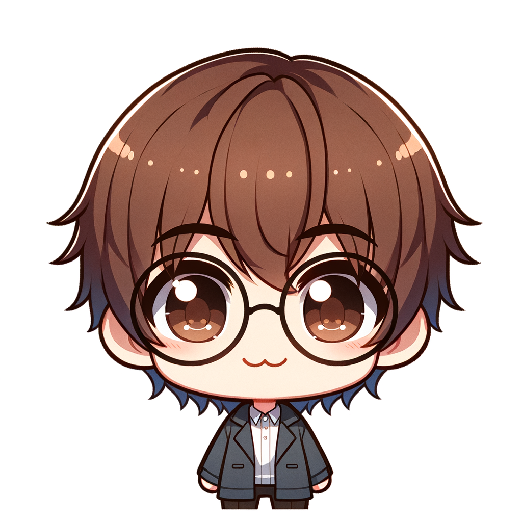 Chibi Anime Boy with Big Round Glasses