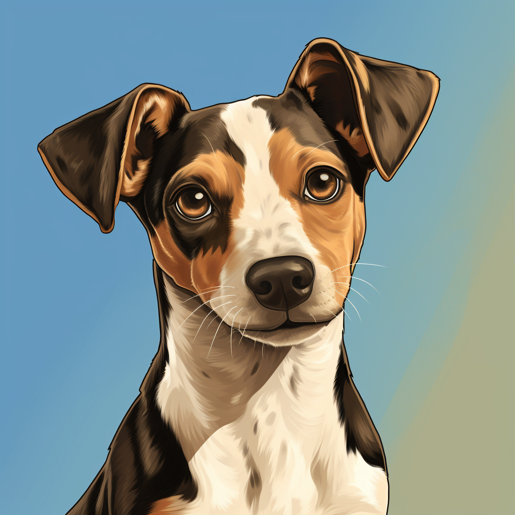 Cute Cartoon of a Husky Rat Terrier Mix Puppy