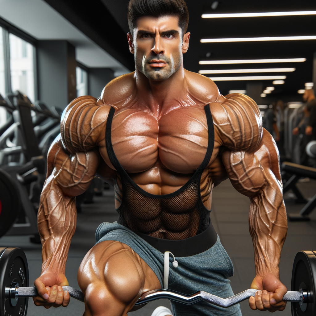 Muscular Man Lifting Heavy Weights