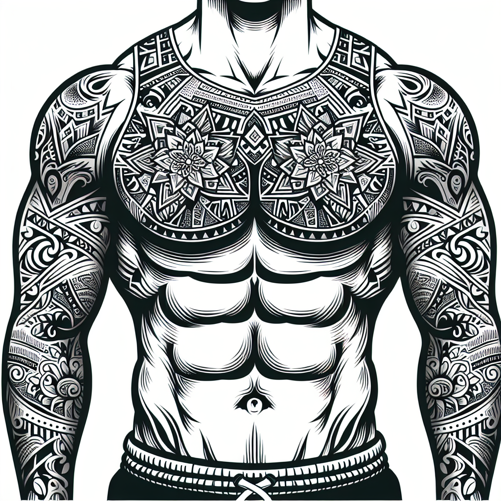 Detailed Full Chest Tattoo Vector Art