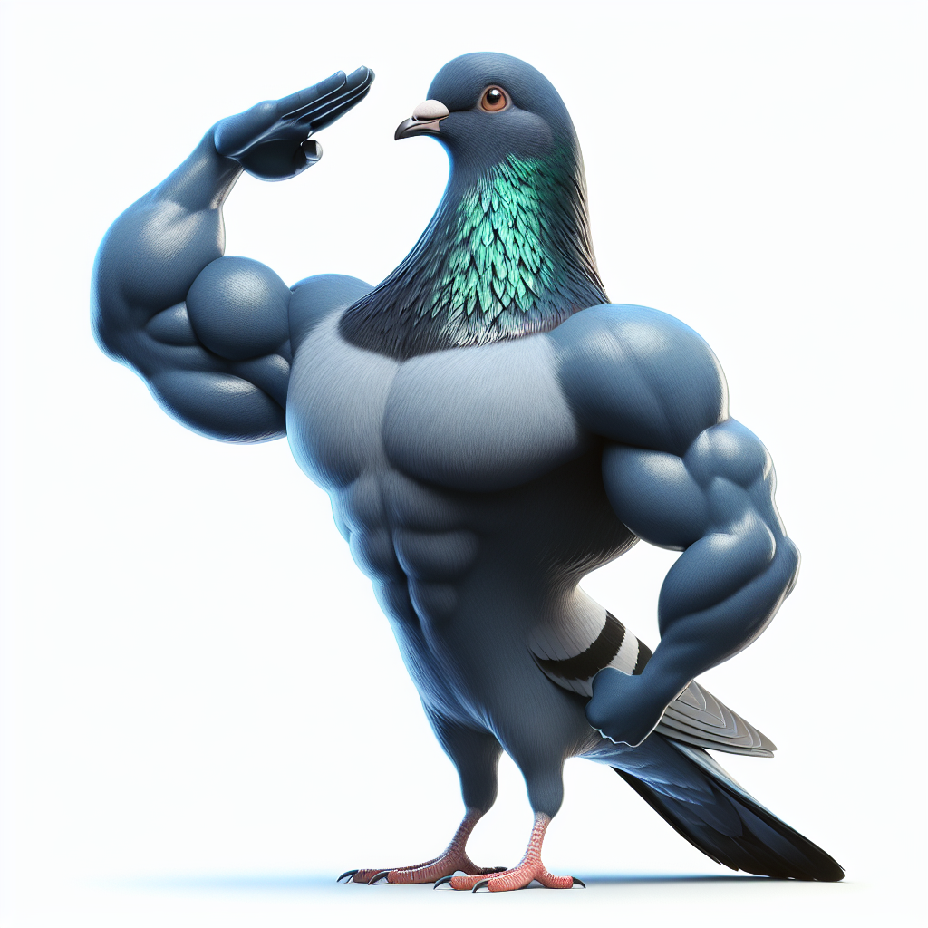 Muscular Pigeon Saluting - Majestic Pose