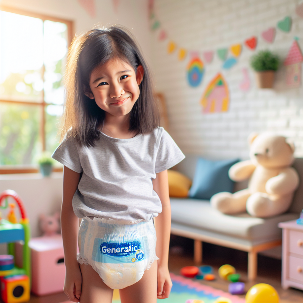 Joyful Moments: Asian 11-Year Old in Pampers Diapers