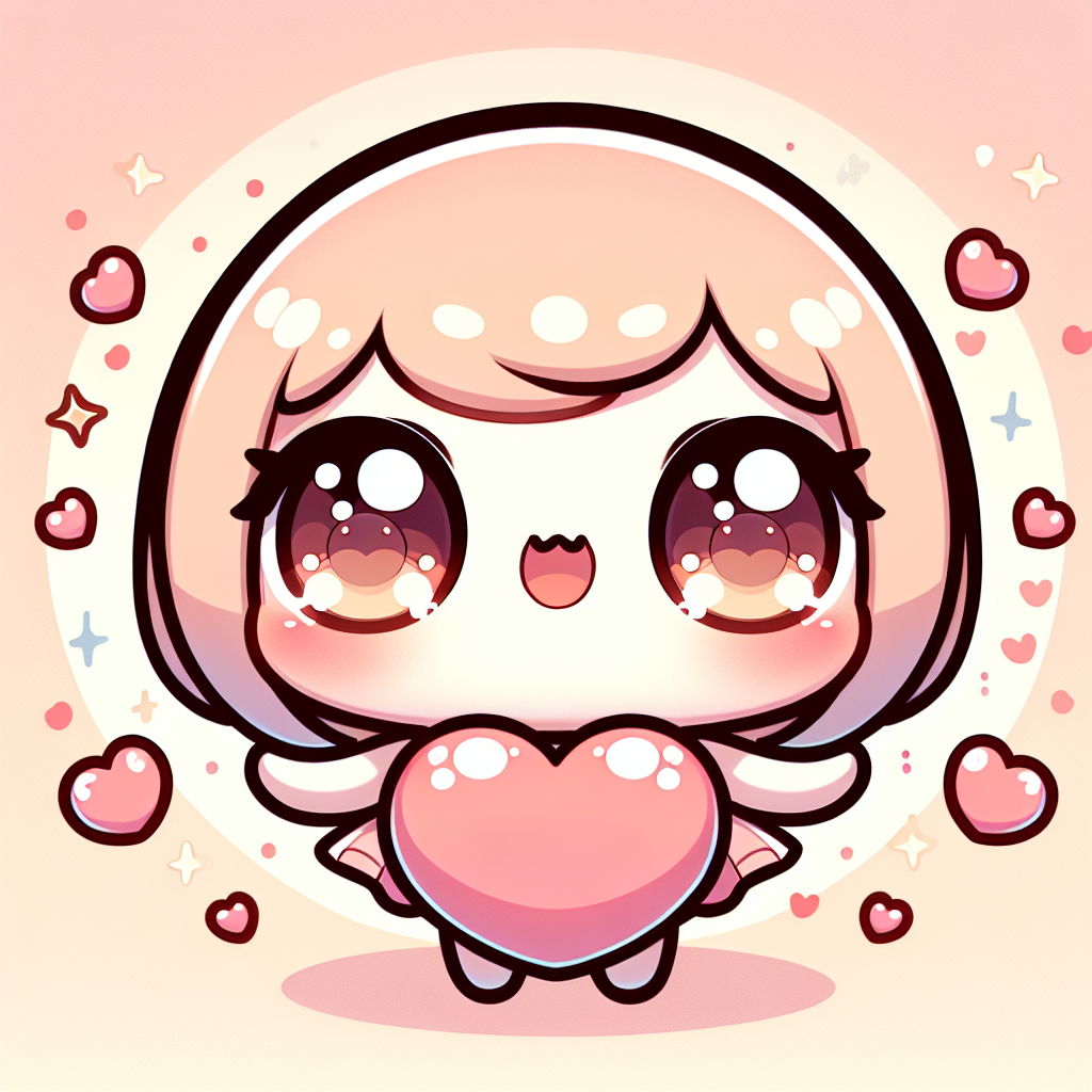 Delightful Adorable Kawaii-Style Character with Exaggerated Features