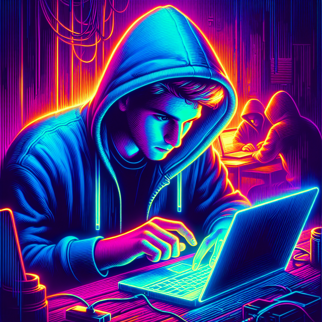 Vibrant Neon Concept Art: Modern Hacker Portrait