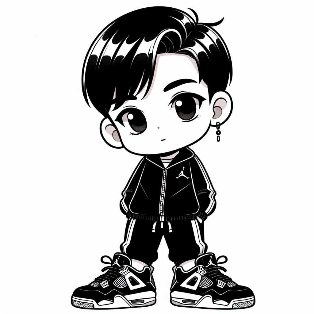 Cartoon-Style Boy with Jordan 4 Sneakers