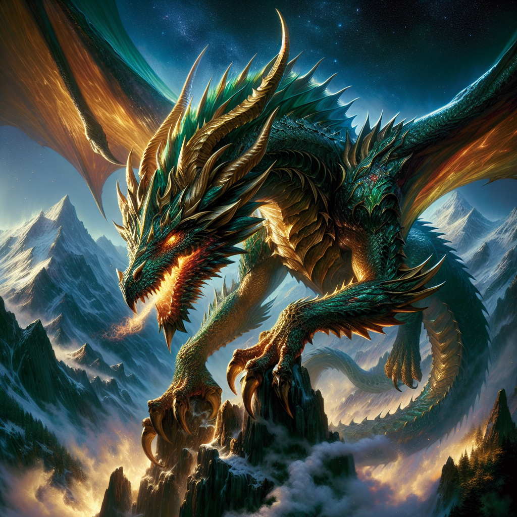 Enchanting Emerald and Gold Dragon