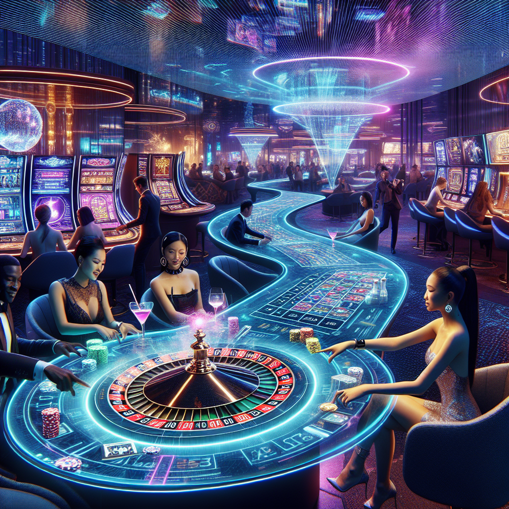 Energetic Futuristic Casino: High-Tech Gaming & Neon Nightlife