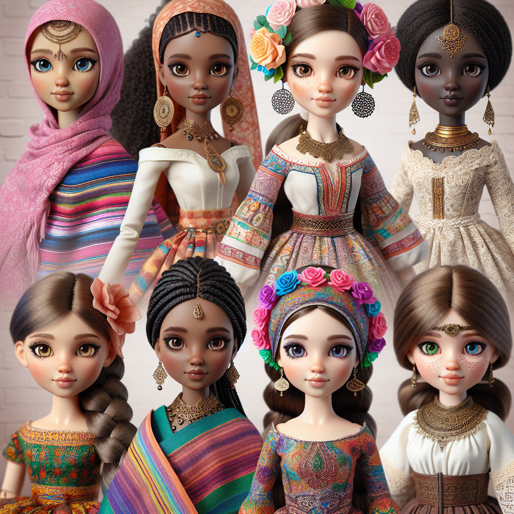 Diverse Doll Collection in Artificial Intelligence Style