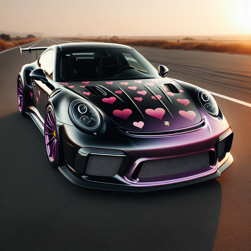 Black & Purple Porsche 911 GT3 RS with Hearts