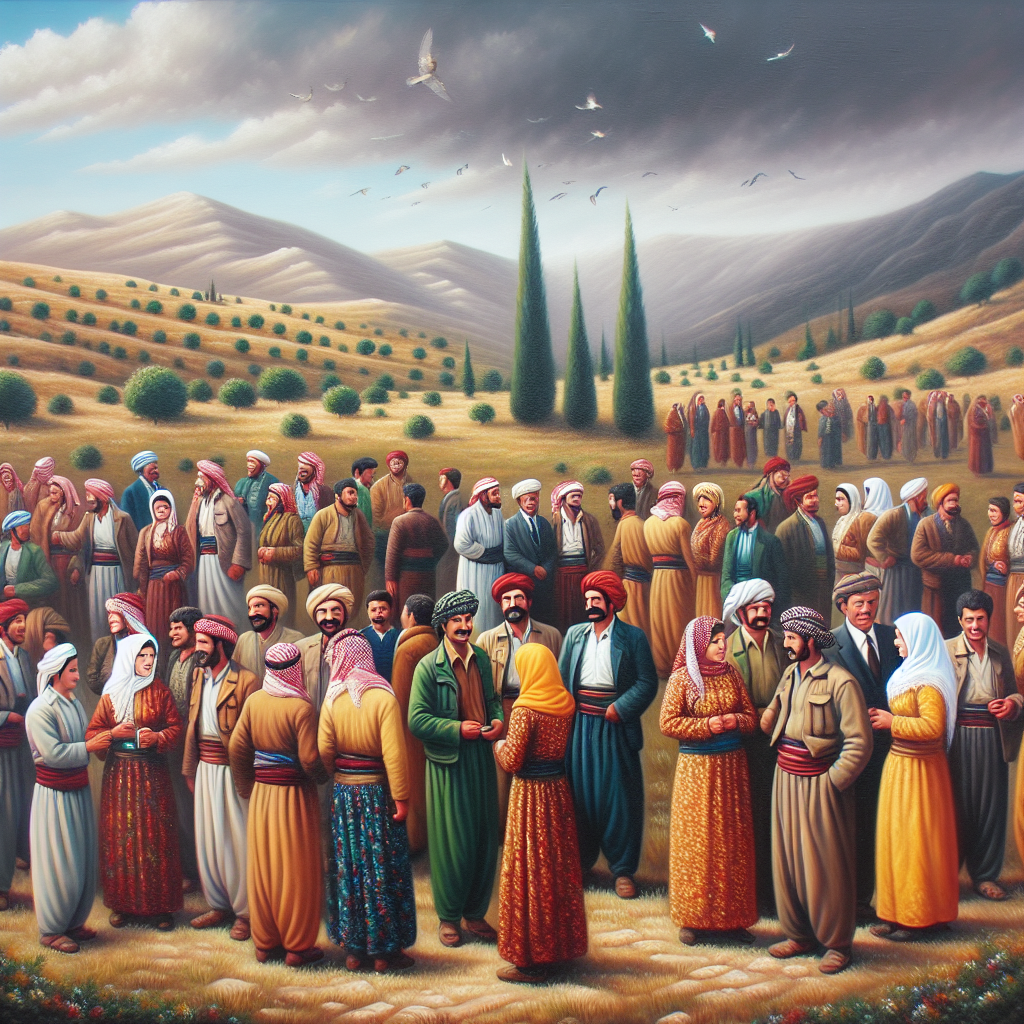 Kurdish People in Ethnic Clothes Oil Painting