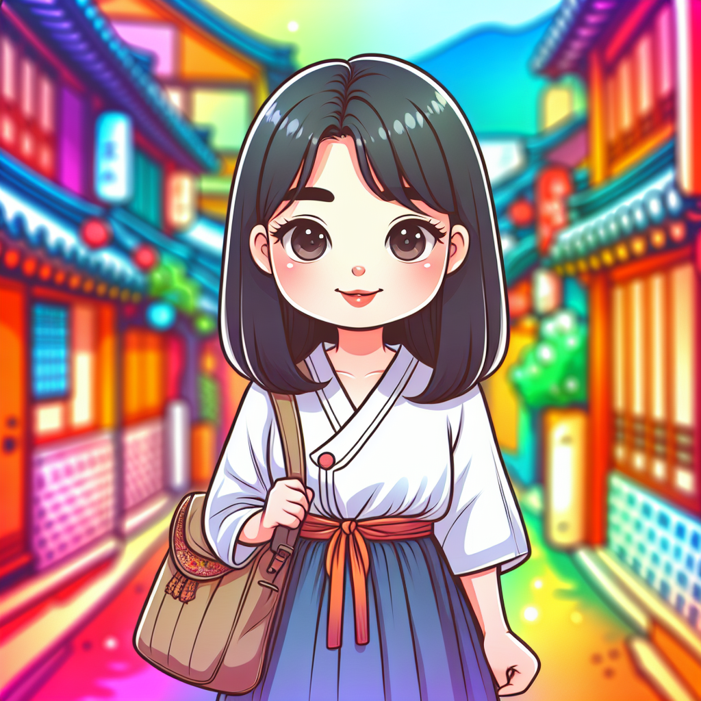 Charming Korean Girl Cartoon in Anime Style