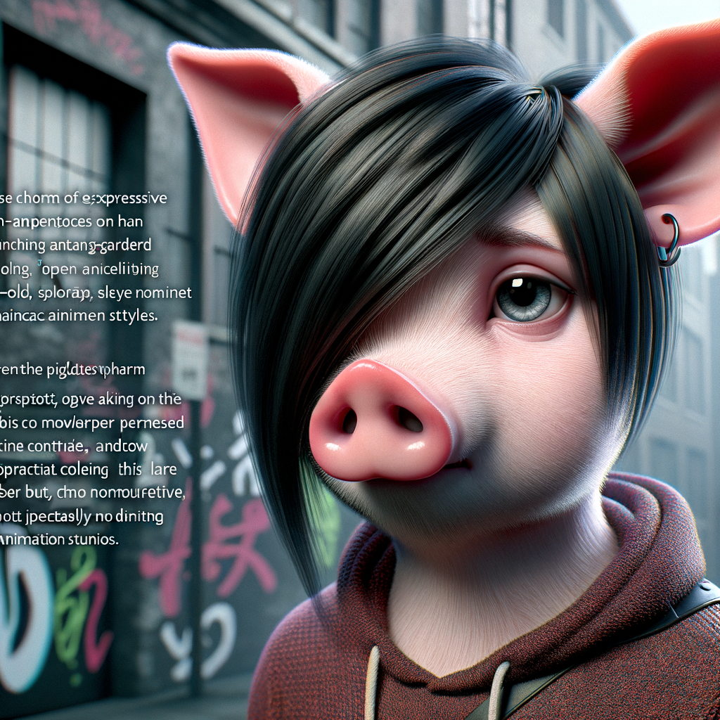 Emo Style Piglet with Human-like Features