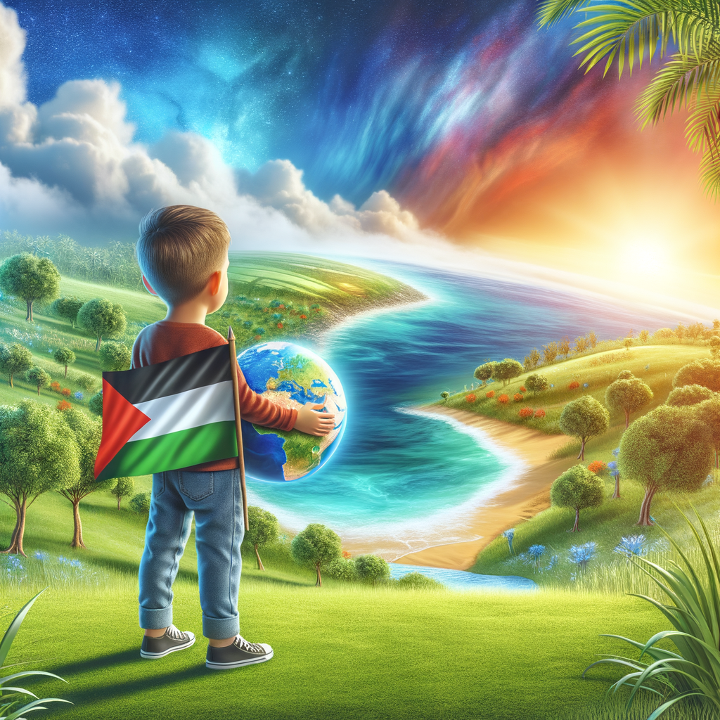 Hope and Peace Illustration with Palestine Flag