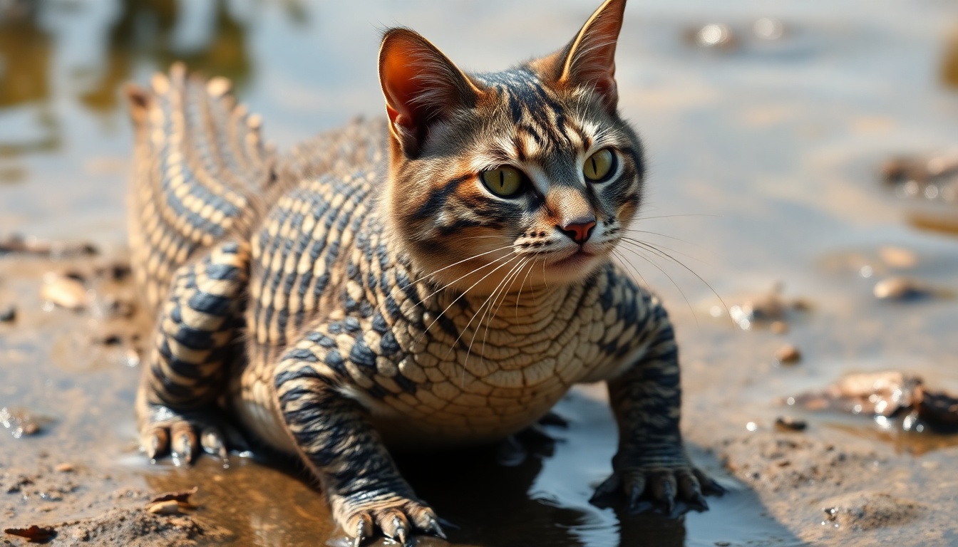 Explore the Crocodile-Cat Hybrid in Its Natural Habitat