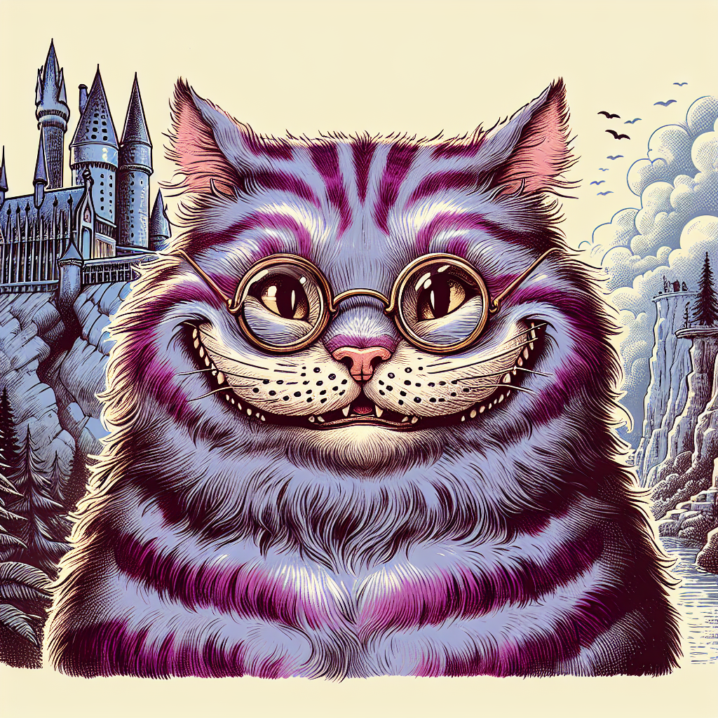 Cheshire Cat in Magical World with Wizarding Glasses