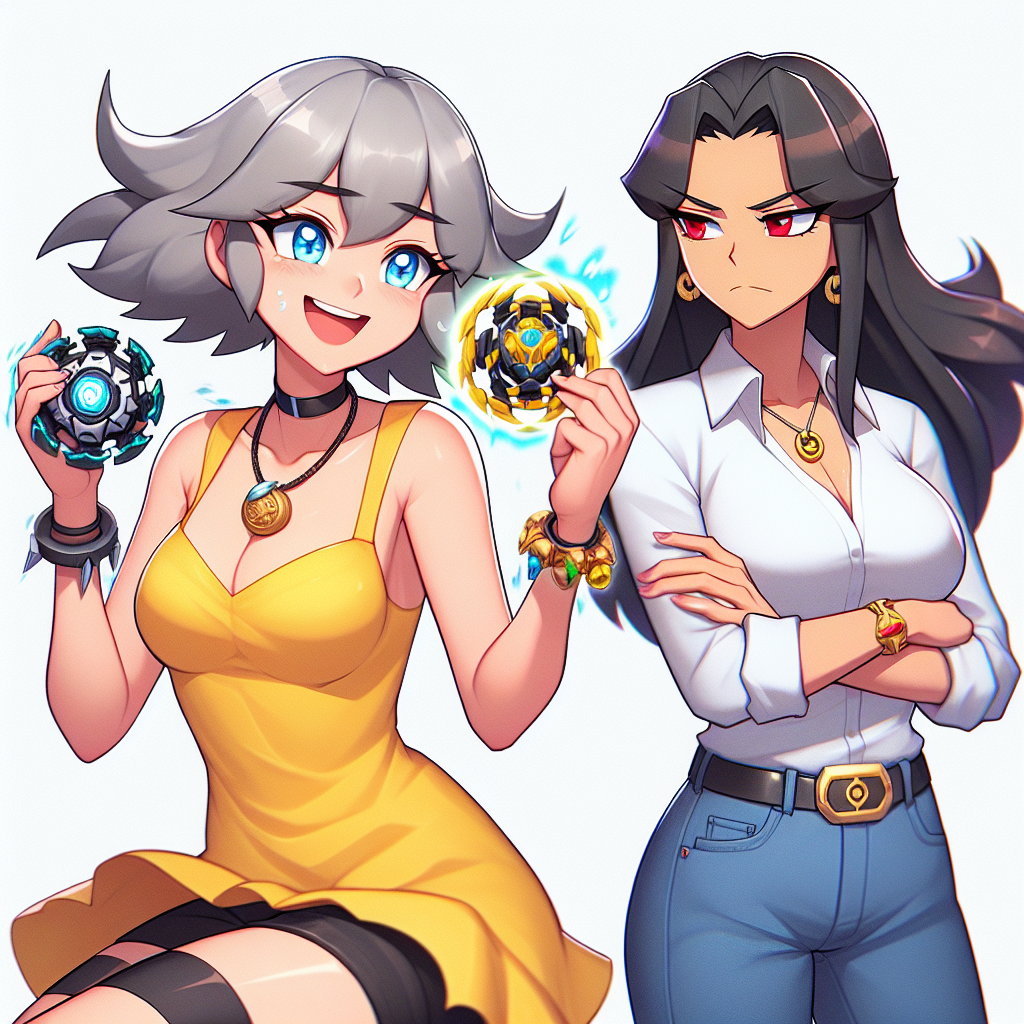 Epic Duel: Grey vs. Black Hair Female Bakugan Brawlers