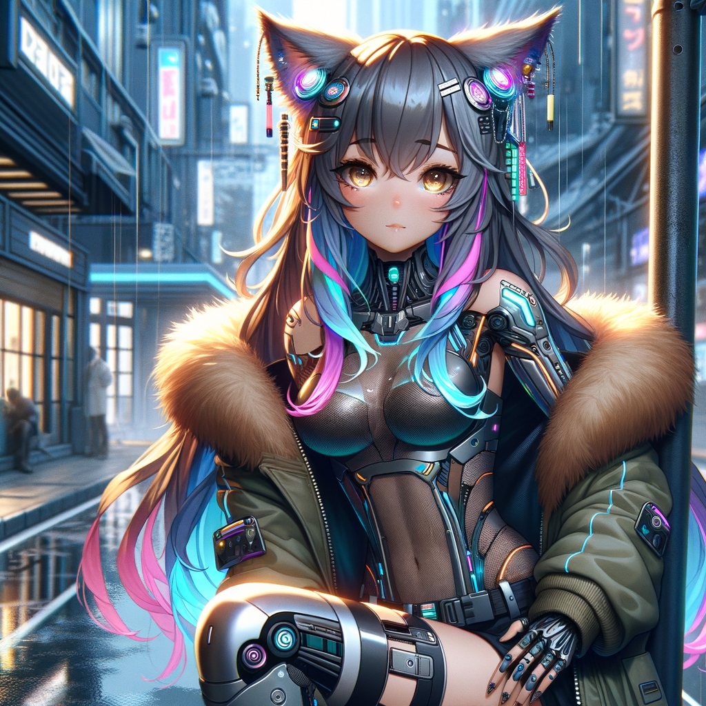 Explore the Cyberpunk Anime World of a Robotic Cat-Eared Girl