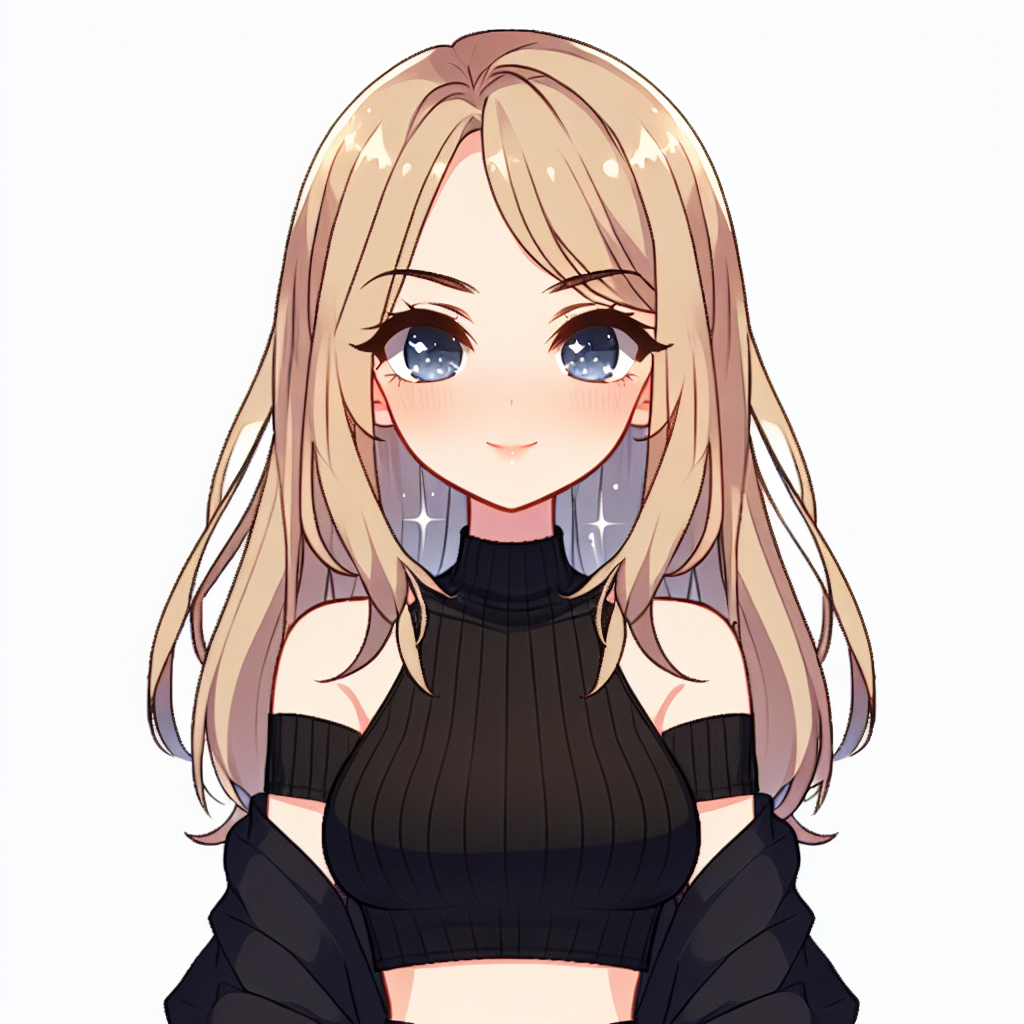 Stylish Caucasian Anime Girl with Long Blonde Hair