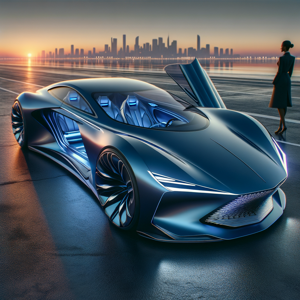 Futuristic Concept Car in Metallic Blue