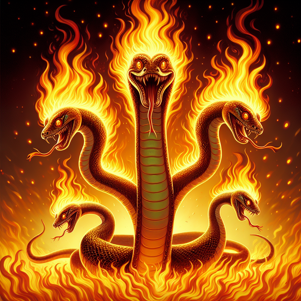 Four-Headed Snake On Fire