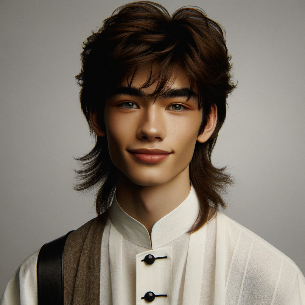 Stylish East Asian Man with Mullet Hair