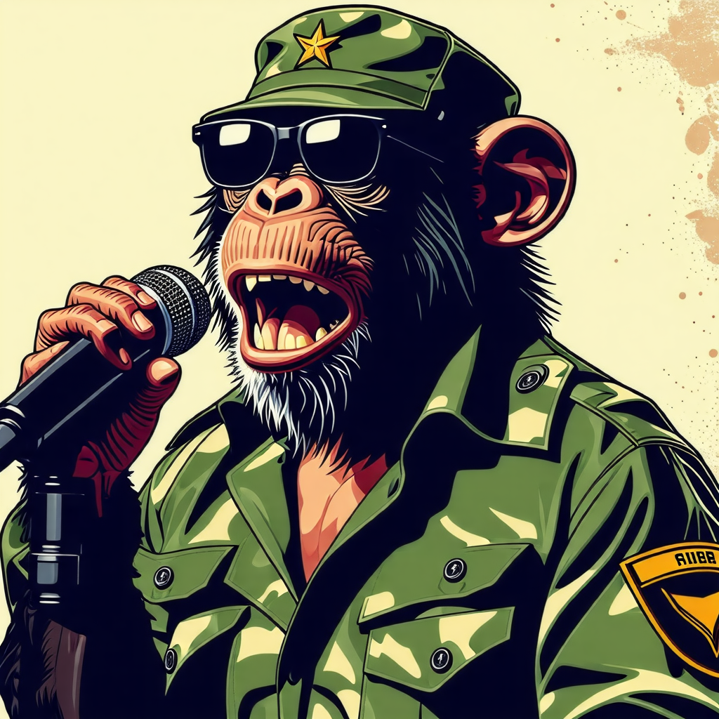 Stylish Military Monkey with Shades