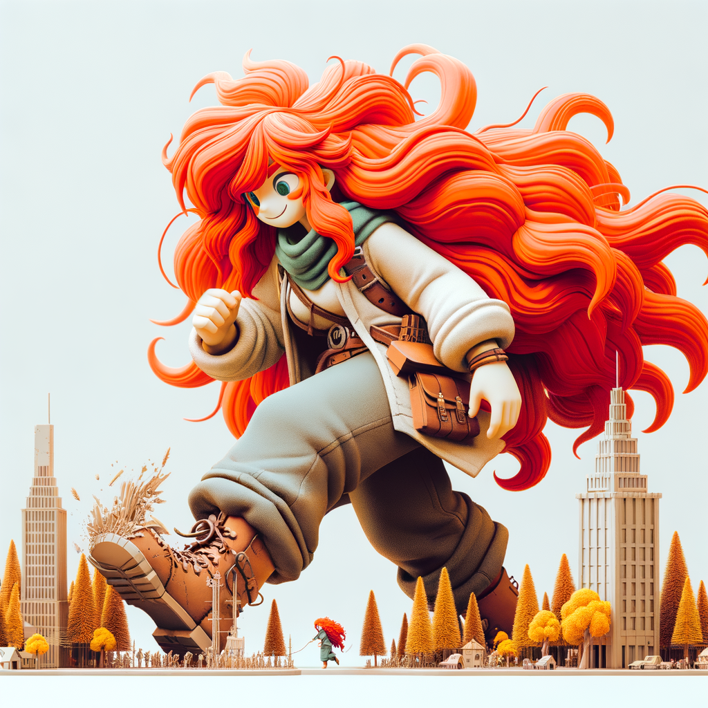 Majestic Anime-Style Redhead Giantess Illustration