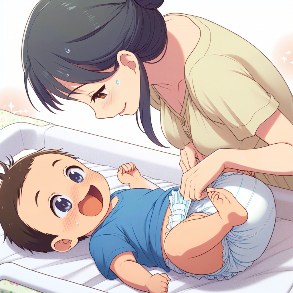 Anime Baby Diaper Change by Loving Mother