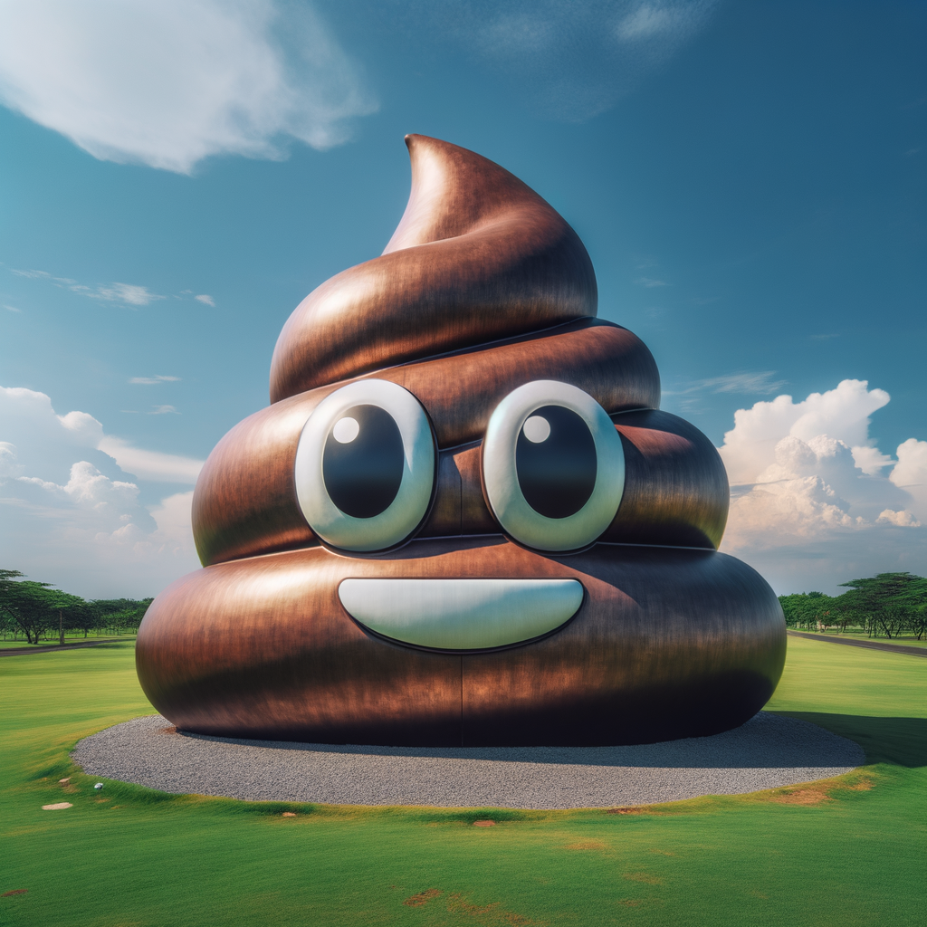 Giant Poop Emoji Sculpture on Grassy Park