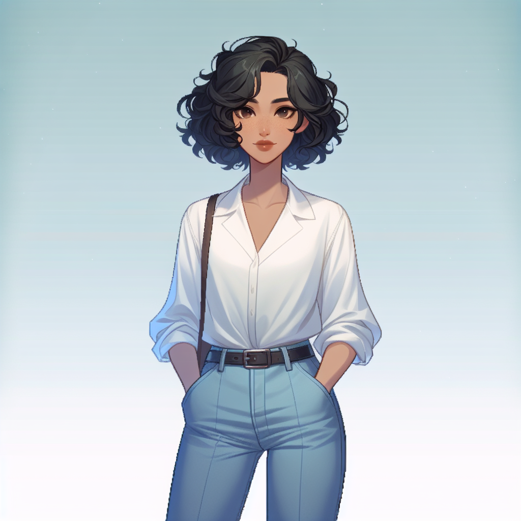 Fantasy Avatar Illustration of Medium-Height Woman in Smart Casual Attire