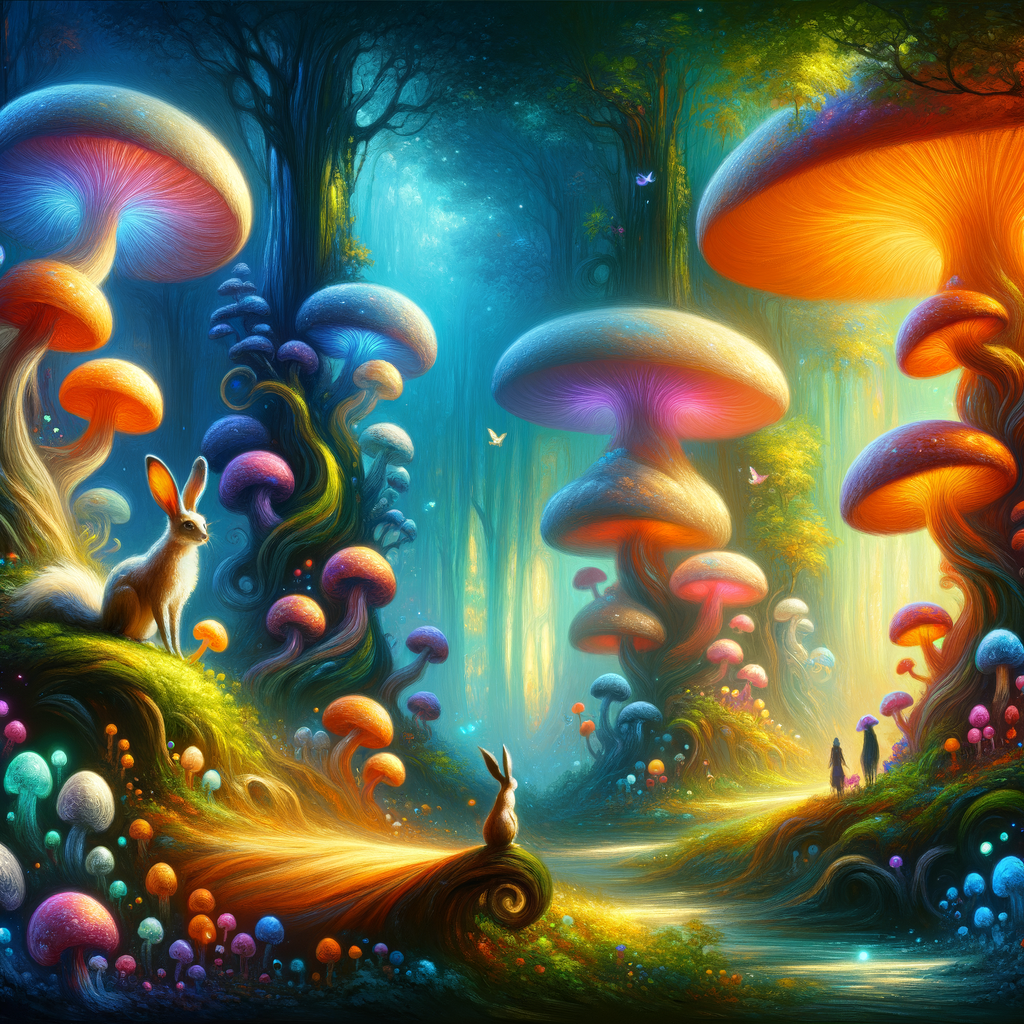 Explore the Whimsical Forest of Luminous Mushrooms and Enchanting Creatures