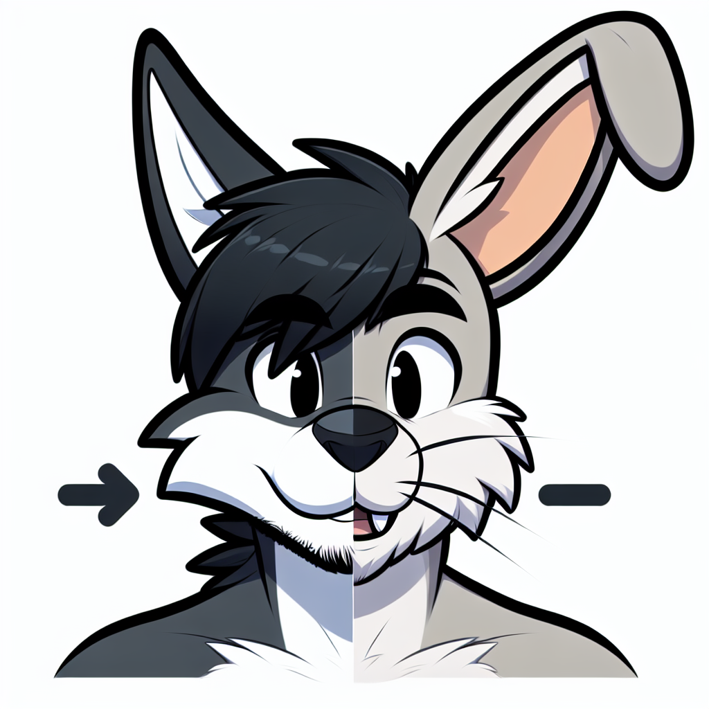 Friendly Cartoon Hybrid Wolf Rabbit Character