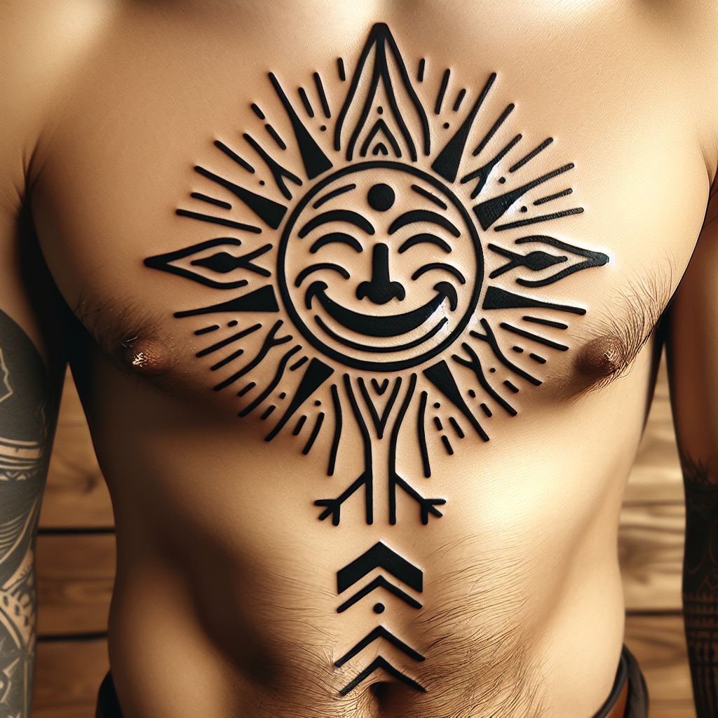 Masculine Happiness Tattoo Design with Positive Symbols