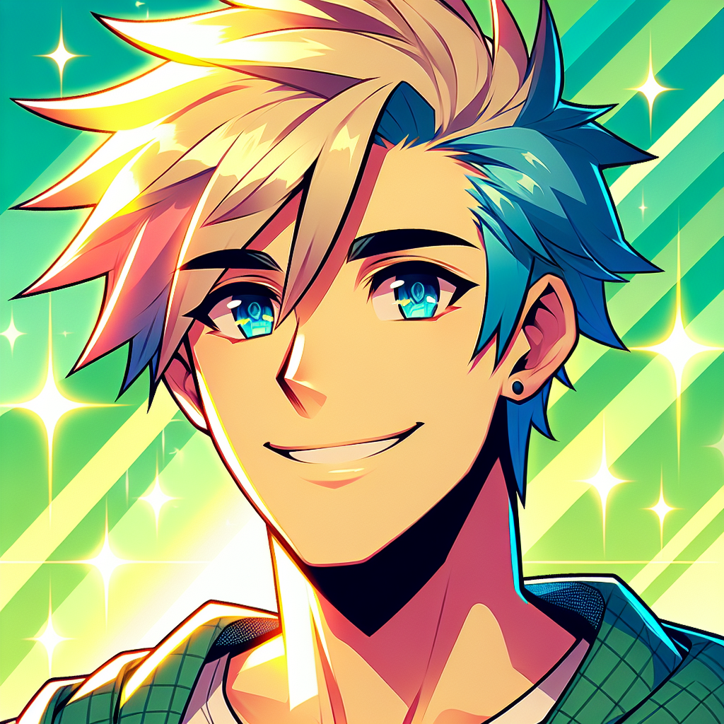 Friendly Male Anime Face with Spiky Hair