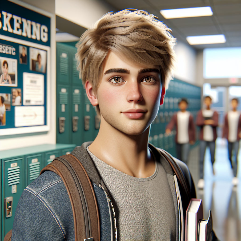 Realistic Image of an 18-Year-Old Boy in School Setting