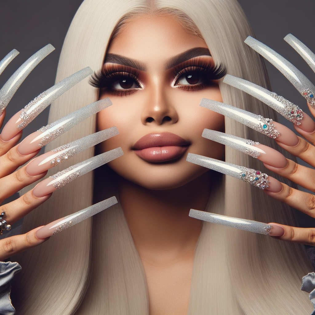 Hispanic Woman with Long Nails and Heavy Makeup