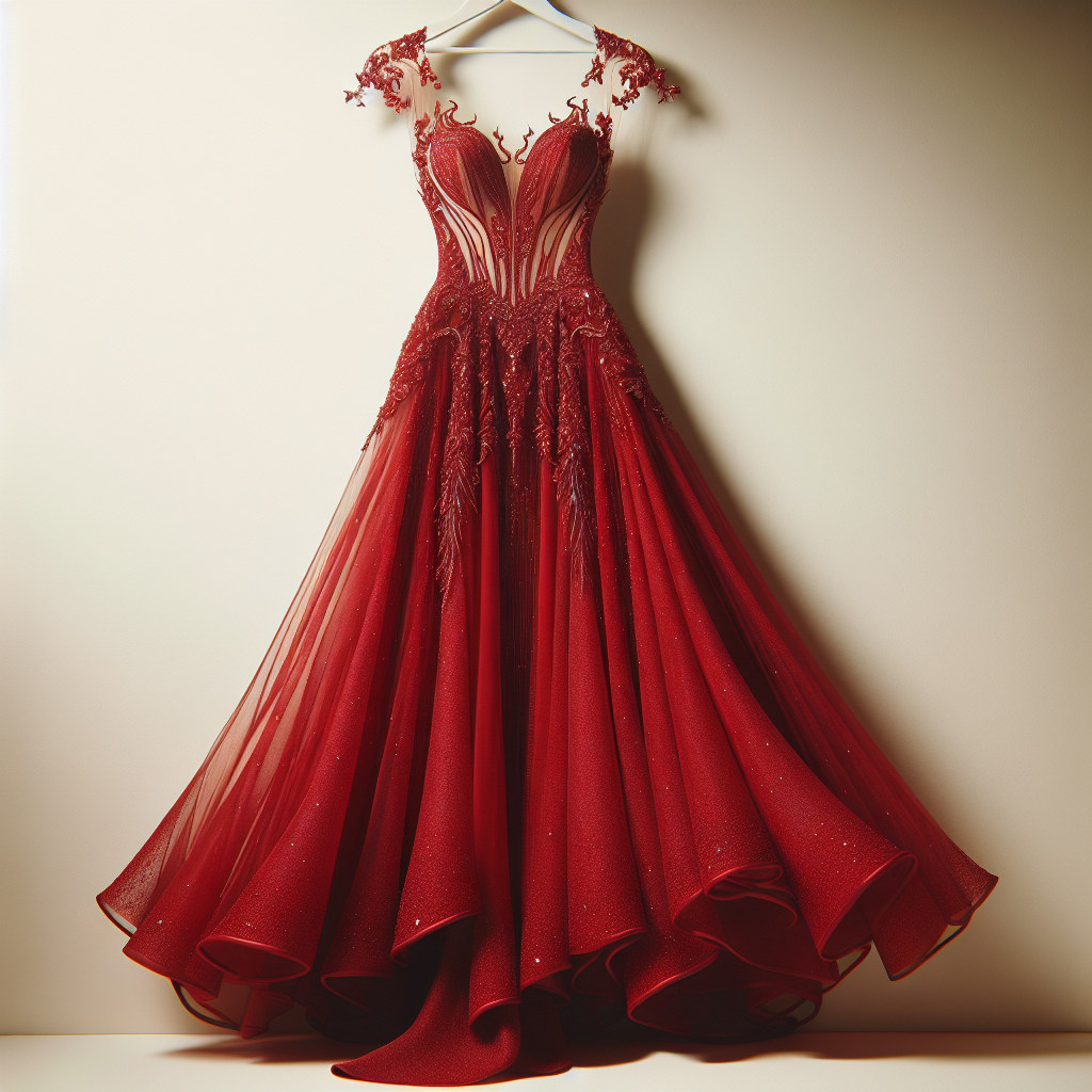 Stunning Floor-Length Red Dress with Subtle Lace Details