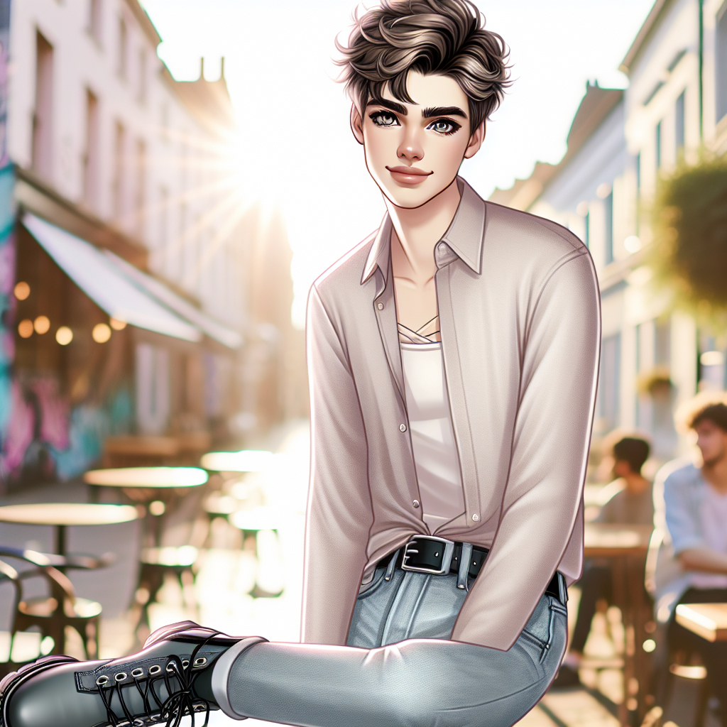 Fashionable Femboy in Urban Setting