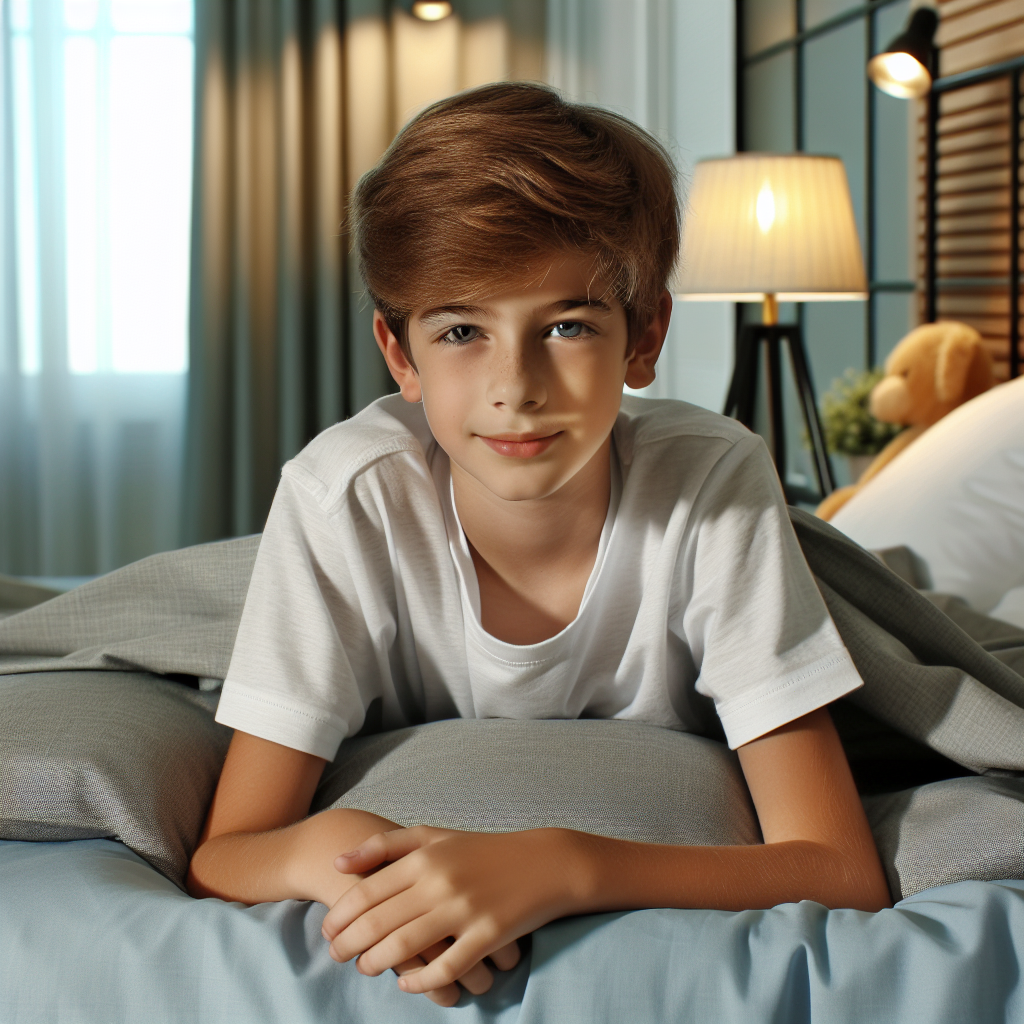 Young Boy Relaxing in Bed