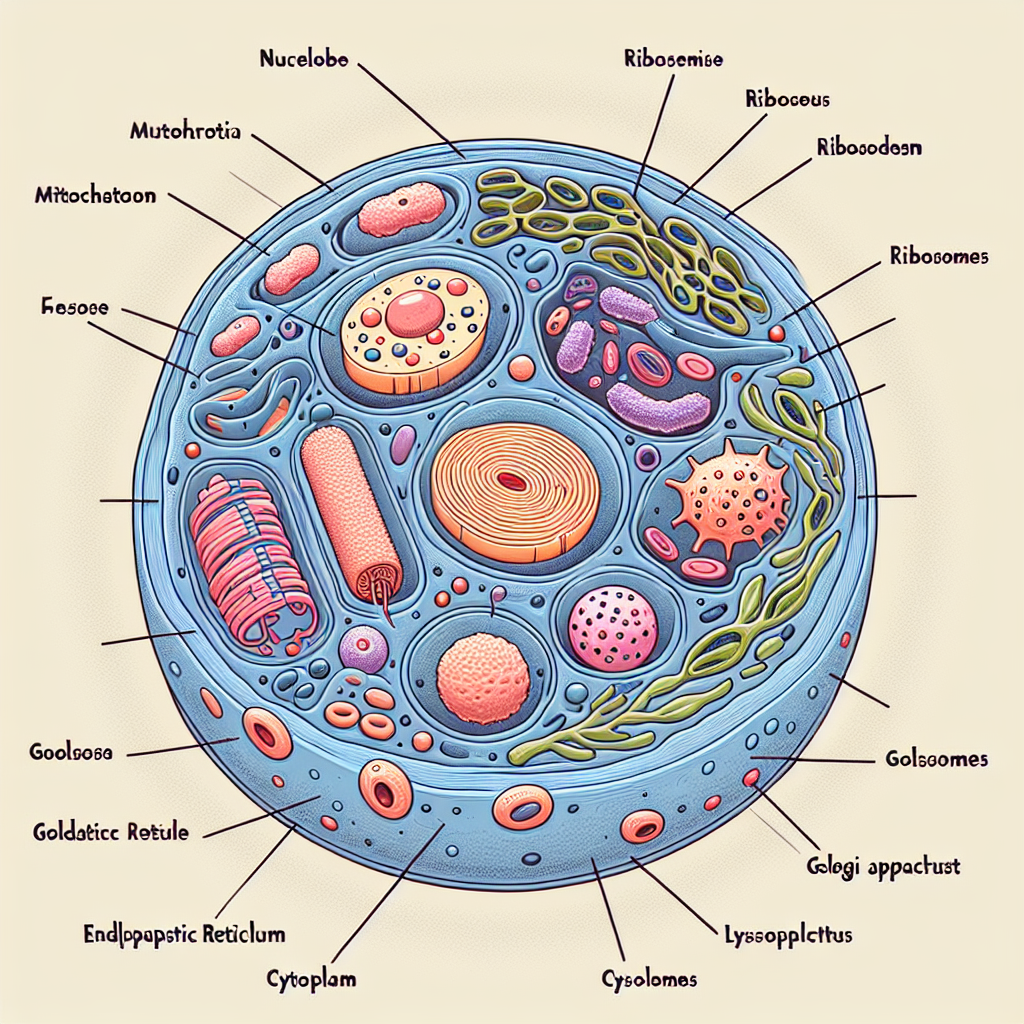 Illustration of a Eukaryotic Cell with Detailed Components