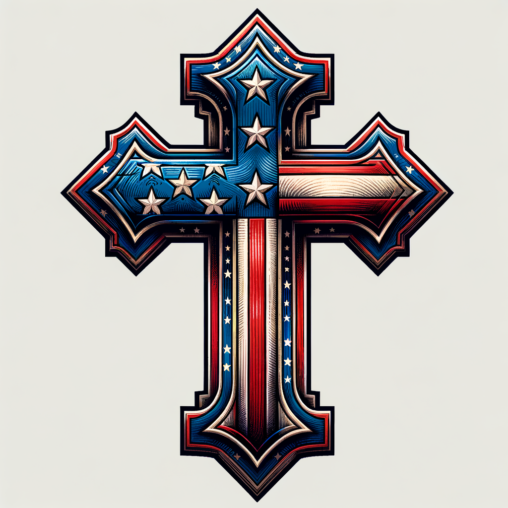 Cross Tattoo Design with American Flag Symbolism