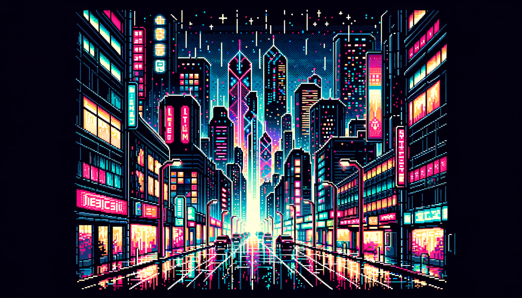 Cyberpunk Style Pixel Art Wallpaper