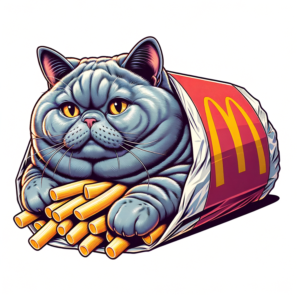 Adorable Grey Chartreux Cat in McDonald's Wrap