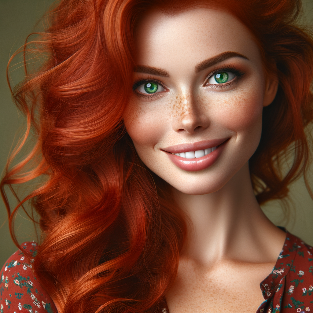 Hot Redhead Woman with Vibrant Red Hair