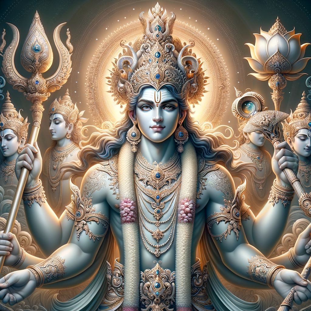 Intricate Lord Vishnu Portrait: Cosmic Majesty Captured