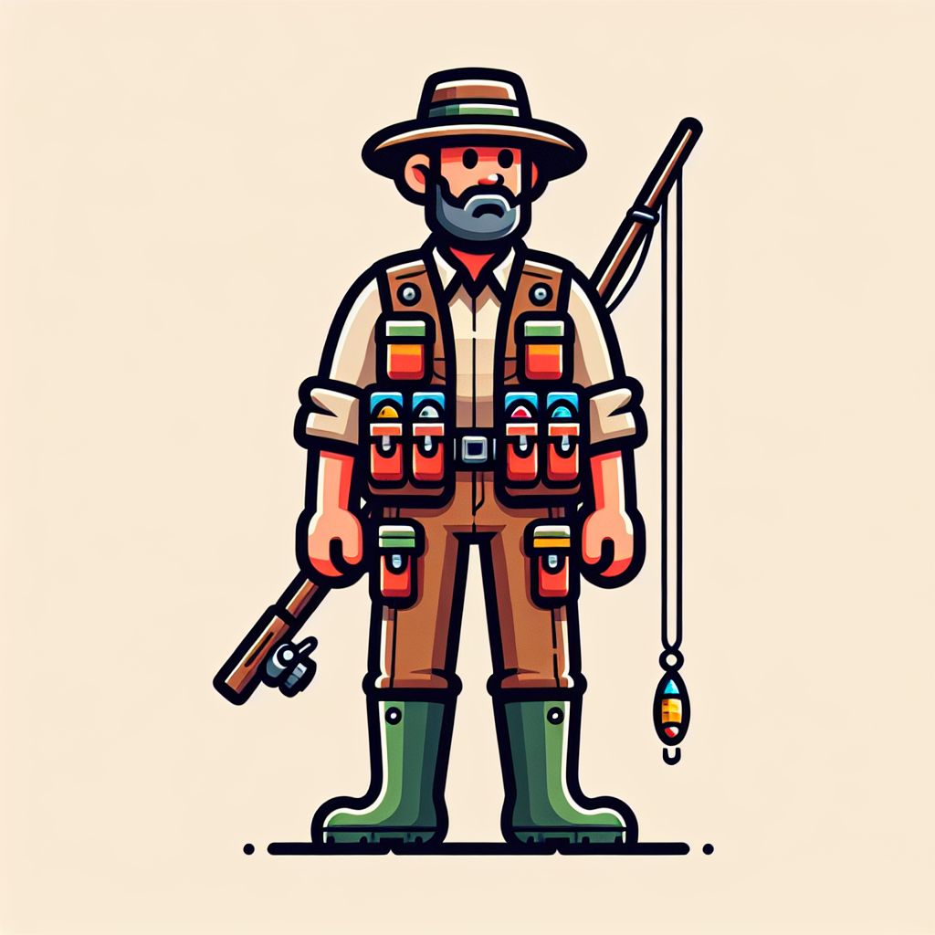 2D Cartoon Fisherman Character Illustration