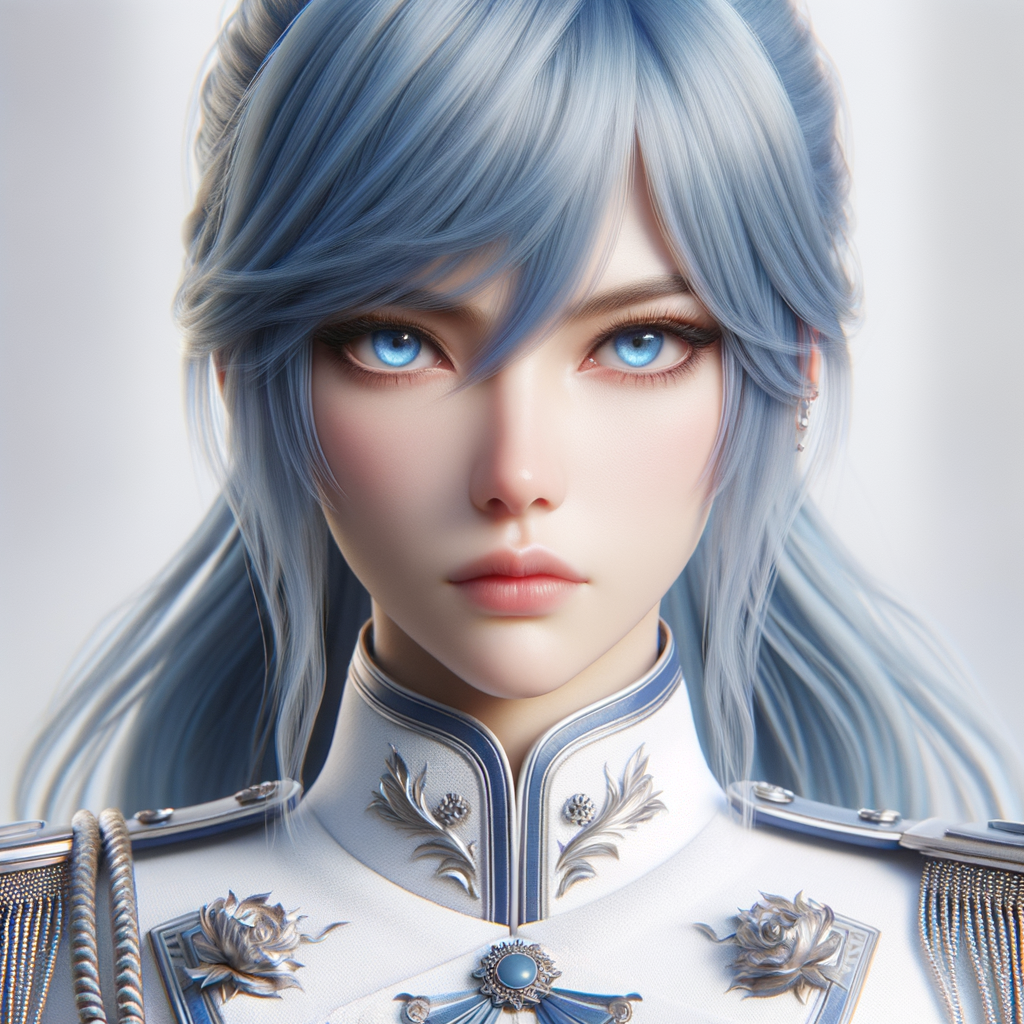 Ultra-Realistic Portrait of Esdeath: Blue-Haired Female Warrior