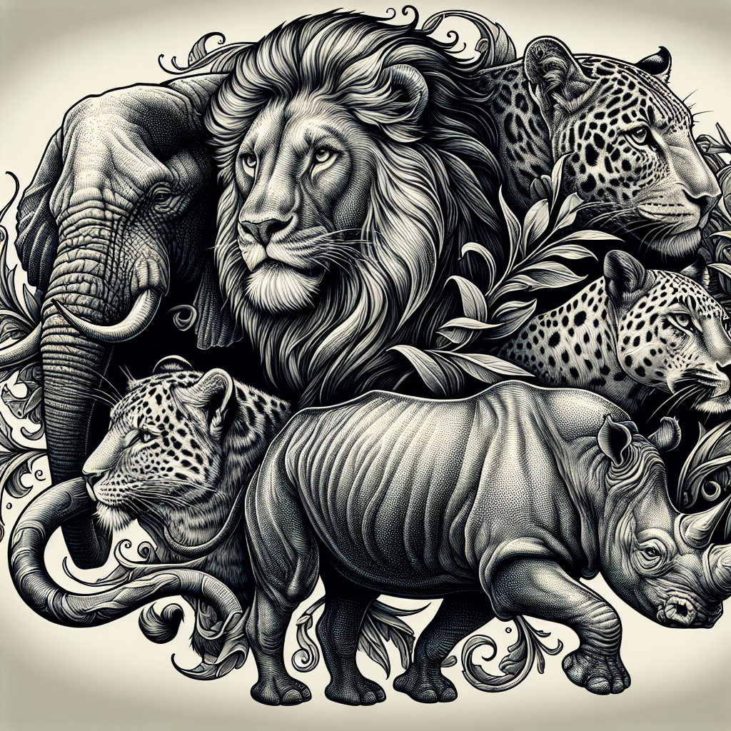 African Big Five Tattoo - Art & Symbolism