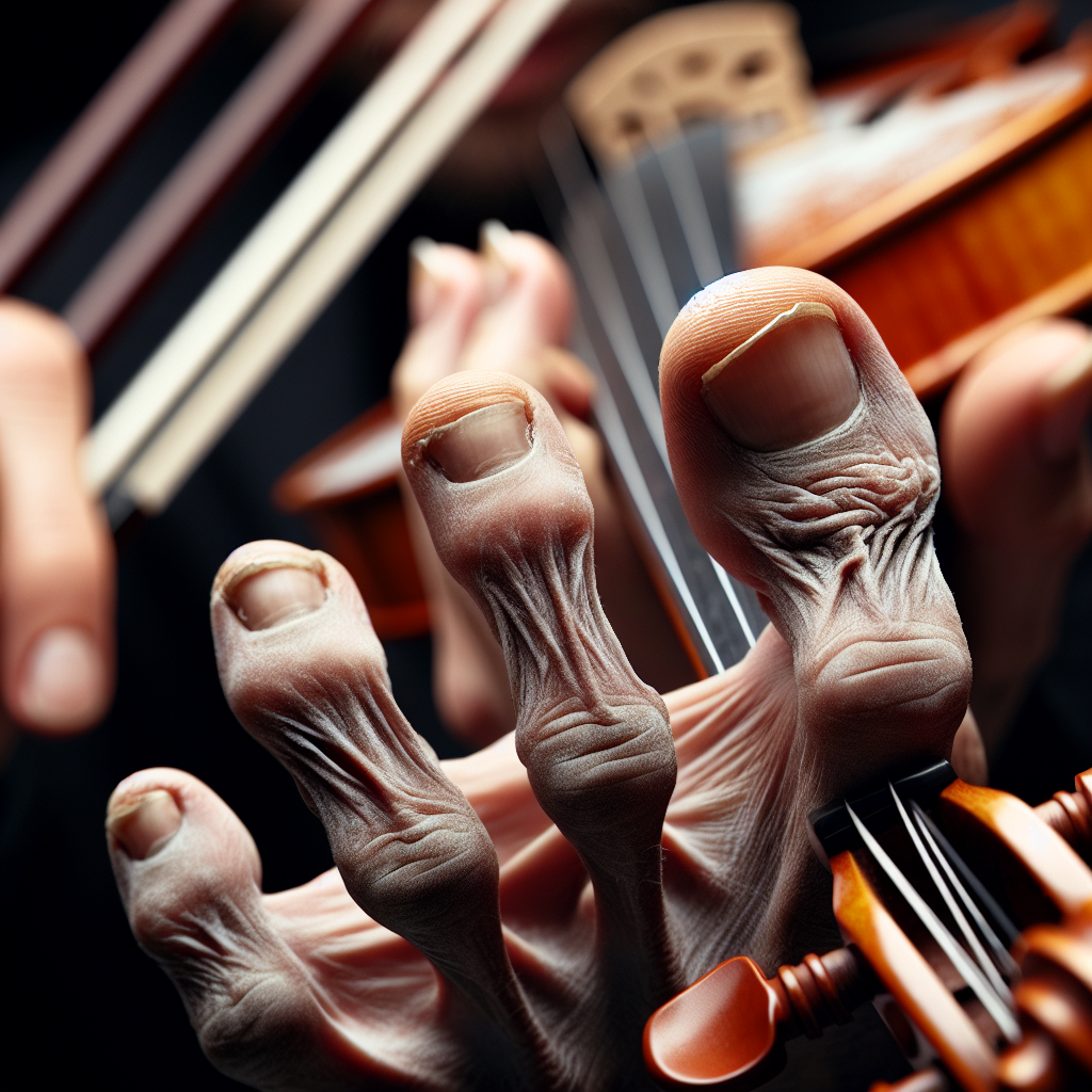 Talented Violin Player with Gnarled Toenails